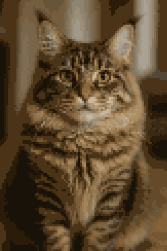 Maine Coon Cat Pixel Art - AI Generated Large Cat Breed Digital Pixel Portrait Art